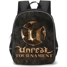 Unreal Tournament Backpack School Bag StudentPack - 3d Logo Gold Metal Background