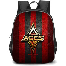 WNBA Las Vegas Aces Backpack StudentPack - Las Vegas Aces Golden Logo On Metal Black Red Stripe Background