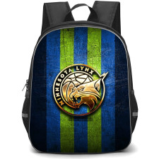 WNBA Minnesota Lynx Backpack StudentPack - Minnesota Lynx Golden Logo On Metal Blue Green Stripe Background