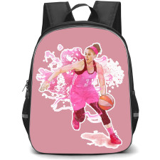 WNBA Candace Parker Backpack StudentPack - Candace Parker Dribbling Pink Painting On White Background