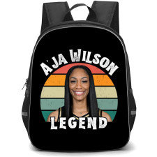 WNBA Aja Wilson Backpack StudentPack - Aja Wilson Legend Smiling Portrait On Retro Background