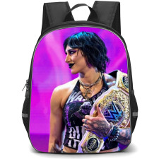Rhea Ripley Backpack StudentPack - Rhea Ripley Holding Title Belt On Purple Background
