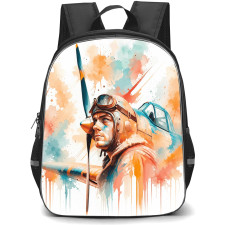 World War 1 Flying Aces Backpack School Bag StudentPack - World War 1 Pilot Watercolor Portrait