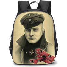 World War 1 Red Baron Flying Aces Backpack School Bag StudentPack - Red Baron Vintage Plane Portrait
