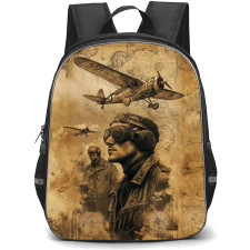 World War 1 Flying Aces Backpack School Bag StudentPack - World War 1 Vintage Pilot Portrait Poster