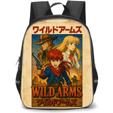 Wild Arms Backpack School Bag StudentPack - Wild Arms Game Paper Grunge Cover Art