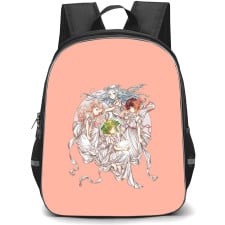 Witch Hat Atelier Backpack School Bag StudentPack - Witch Hat Atelier Characters Dress Poster In Pink Background