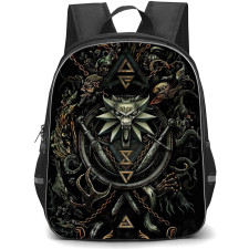 The Witcher Backpack StudentPack - Witcher Logos On Black Background