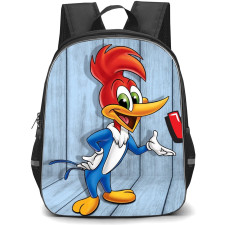 Woody Woodpecker Backpack StudentPack - Woody Woodpecker Gray Wood Background