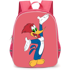 Woody Woodpecker Backpack StudentPack - Woody Woodpecker Happy Face Arms Open Pink Background