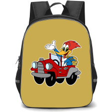 Woody Woodpecker Backpack StudentPack - Woody Woodpecker Riding Red Car Cartoon
