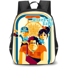 Wreck It Ralph Backpack StudentPack - Wreck It Ralph Movie Retro Illustration Art Poster