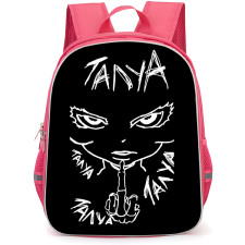 Saga Of Tanya The Evil Tanya Von Degurechaff Backpack School Bag StudentPack - Tanya Von Degurechaff Black and White Graffiti Line Art Poster