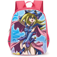 Yu-Gi-Oh Black Magician Girl - Black Magician Girl Happy Pointing Wand Blue Pink Background
