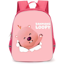 Zanmang Loopy School Backpack StudentPack - Zanmang Loopy Character Art Waving Pink Background