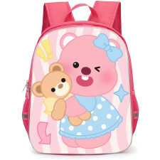 Zanmang Loopy School Backpack StudentPack - Zanmang Loopy Hugging Teddy Bear Cute Loopy