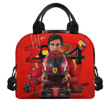 F1 Formula One Carlos Sainz Lunch Box - Carlos Sainz Essere Ferrari 2024 Poster Red Background