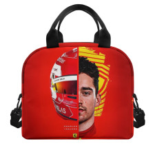F1 Formula One Charles Leclerc Lunch Box - Charles Leclerc Half Face Essere Ferrari Poster Red Background