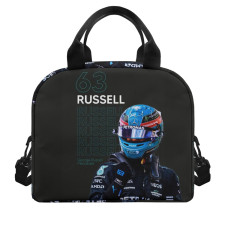 F1 Formula One George Russell Lunch Box - George Russell 63 Portrait With Racing Suit Black Background