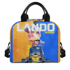 F1 Formula One Lando Norris Lunch Box - Lando Norris Portrait On Orange Blue Background