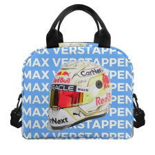 F1 Formula One Max Verstappen Lunch Box - Max Verstappen Helmet On Name Word Art Blue Background