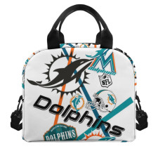 NFL Miami Dolphins Insulated Lunch Bag Box - Miami Dolphins Mania Collage Logo