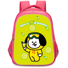 BT21 Chimmy Backpack StudentPack - Chimmy Have Sip of Summer Lime Green Background