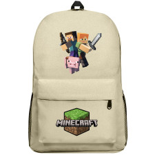 Minecraft Backpack SuperPack - Steve Alex Pig Ready To Fight