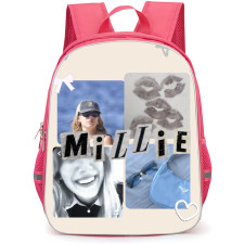 Millie Bobby Brown Backpack School Bag StudentPack - Millie Bobby Brown Smiling Beige Blue Portrait Collage