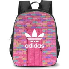 Adidas Backpack School Bag StudentPack - Adidas Logo On Pastel Brick Wall Background