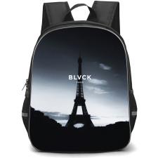 Blvck Paris Backpack StudentPack - Blvck Paris Logo On Black And White Eiffel Tower Background