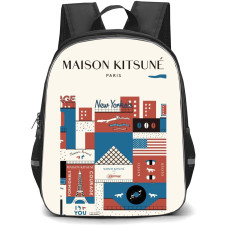 Maison Kitsune Backpack StudentPack - Maison Kitsune Logo Abstract Art White Background