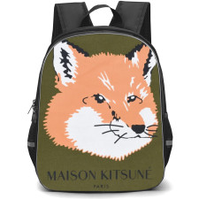 Maison Kitsune Backpack StudentPack - Maison Kitsune Logo Side Portrait Green Background