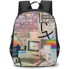 Apple Mac Backpack School Bag StudentPack - Macintosh Classic Icons Collage