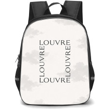 Louvre Backpack School Bag StudentPack - Louvre Cloud Typography Aesthetic Museum Art