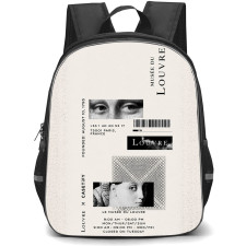 Louvre Backpack School Bag StudentPack - Louvre Monochromatique Minimalist Museum Art