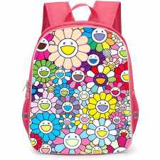 Takashi Murakami Backpack School Bag StudentPack - Takashi Murakami Rainbow Smiling Flower Garden Poster