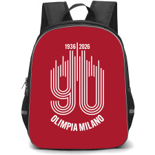 Pallacanestro Olimpia Milano Backpack School Bag StudentPack - Pallacanestro Olimpia Milano 90th Anniversary Logo On Red Background