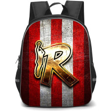 Pallacanestro Reggiana Backpack School Bag StudentPack - Pallacanestro Reggiana Metal Logo On Red White Stripe Background