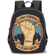 Bioshock Backpack School Bag StudentPack - Bioshock A Man Chooses A Slave Obeys Hand Poster Art
