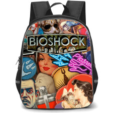 Bioshock Backpack School Bag StudentPack - Bioshock Logo Game Theme Collage