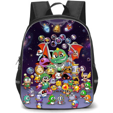 Bubble Bobble Backpack School Bag StudentPack - Bubble Bobble Characters Smiling Portrait Collage
