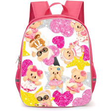 Butterbear Backpack School Bag StudentPack - Butterbear Pink Hearts And Glitter Stars Pattern Art Poster
