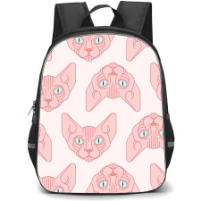 Cat Backpack StudentPack - Sphynx Cat Avatar Pattern Art On Pink Background