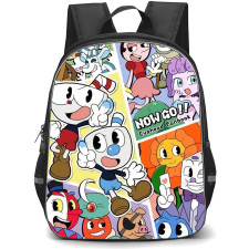 Cuphead Backpack School Bag StudentPack - Cuphead Characters Comic Style Collage