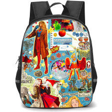 Supergirl Backpack School Bag StudentPack - Supergirl Cartoon Art Collage Sticker Poster