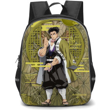 Demon Slayer Gyomei Himejima Backpack StudentPack - Gyomei Himejima Yellow Abstract Background