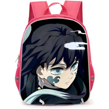 Demon Slayer Muichiro Tokito Backpack StudentPack - Muichiro Tokito Head Portrait Black Background