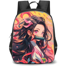 Demon Slayer Nezuko Kamado Backpack StudentPack - Nezuko Kamado Head Portrait Anime Art Pink Background