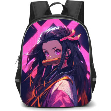 Demon Slayer Nezuko Kamado Backpack StudentPack - Nezuko Kamado Head Portrait Neon Line Background
